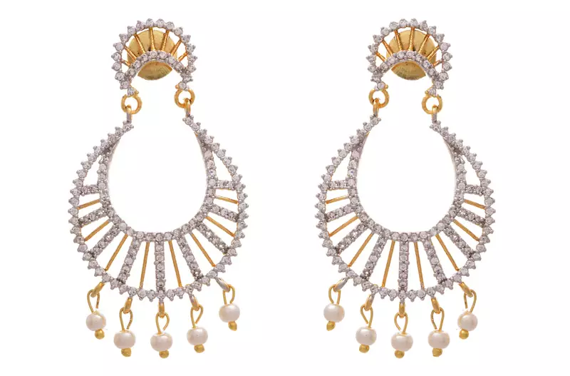 Charismatic Cz American Diamonds Chand Bali Earrings