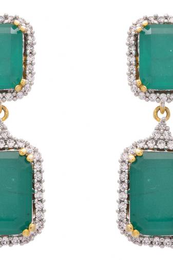 Royal & Ravishing Cz Diamonds Green Earrings.