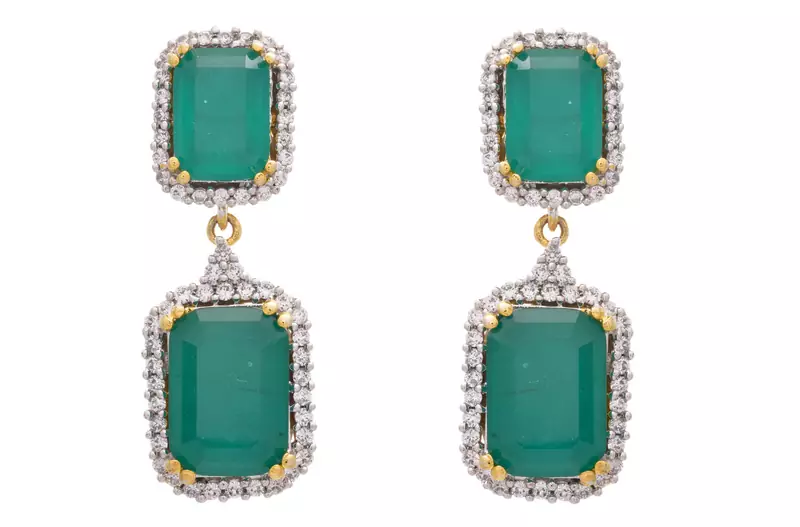 Royal & Ravishing Cz Diamonds Green Earrings.