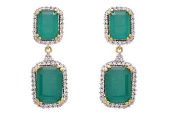 Royal & Ravishing Cz Diamonds Green Earrings. 1