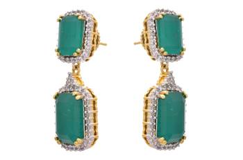 Royal & Ravishing Cz Diamonds Green Earrings. 2