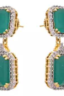 Royal & Ravishing Cz Diamonds Green Earrings.