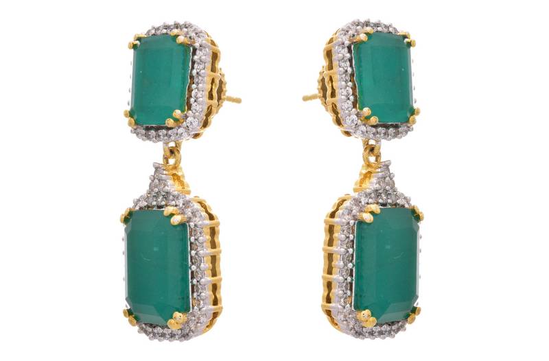 Royal & Ravishing Cz Diamonds Green Earrings.