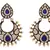JFL - Pretty Pearl and Meenakari Blue One Gram Gold Plated Designer Earring