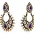JFL - Pretty Pearl and Meenakari Blue One Gram Gold Plated Designer Earring