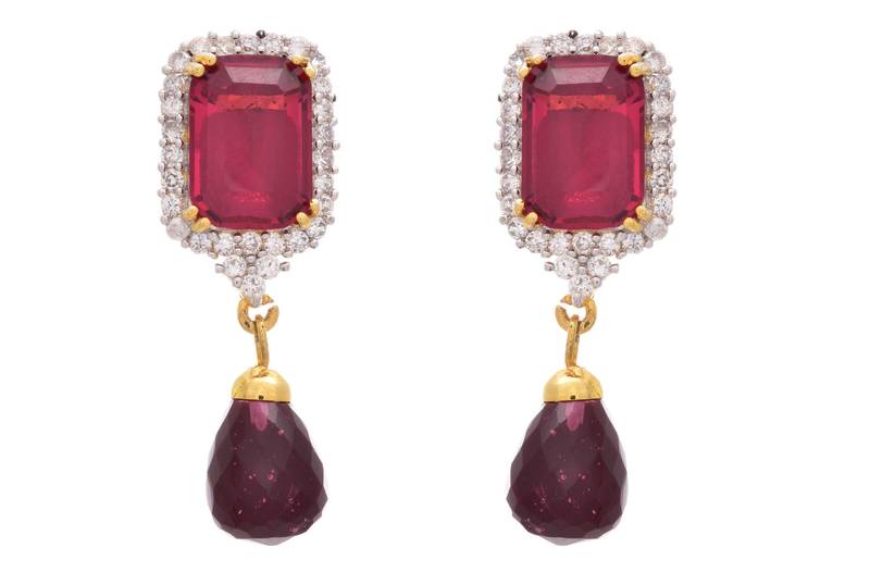 JFL - Exquisite & Elegant Rani One Gram Gold Plated Cz Diamond Designer Earrings