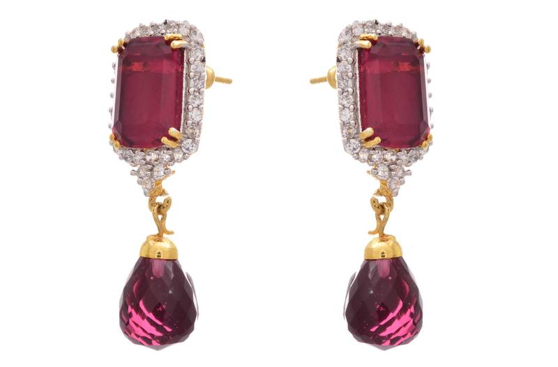 JFL - Exquisite & Elegant Rani One Gram Gold Plated Cz Diamond Designer Earrings