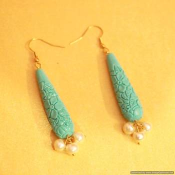 Turquoise Hand Carved Earrings 1