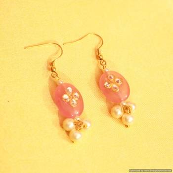 Kundan Pink Onyx & Pearl Earrings 1