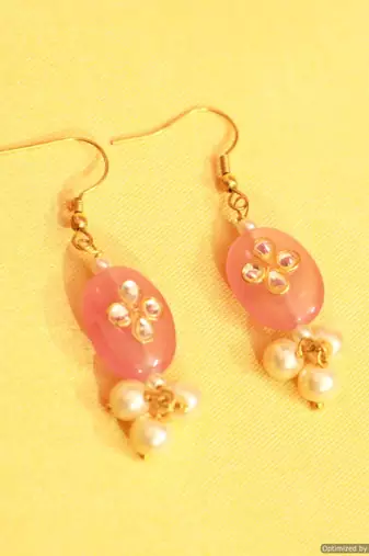 Kundan Pink Onyx & Pearl Earrings