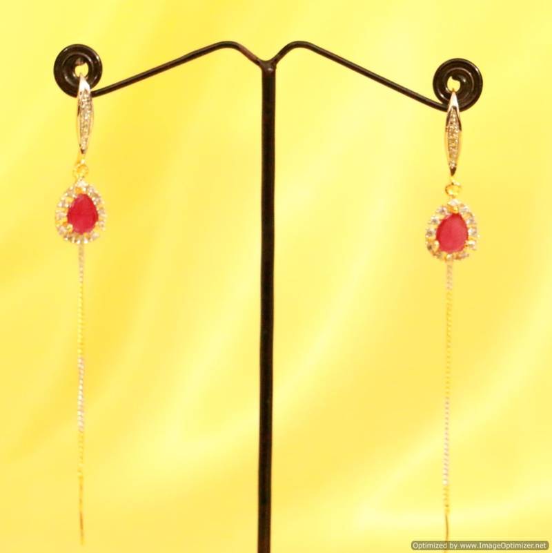 Ruby Diamond Look Sui Dhaga Earrings