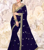 Wine embroidered georgette saree with blouse