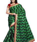 BLACK and GREEN brasso cotton silk saree with blouse