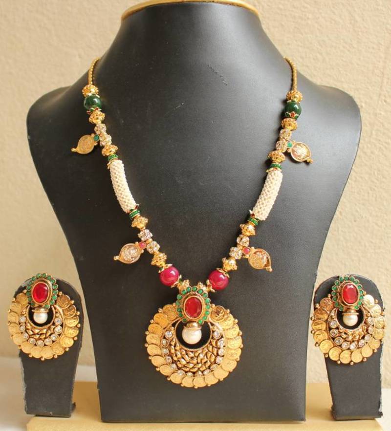 Gorgeous Royal Huge Bali Ruyb Coin Pendant Necklace Set