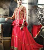 Red Paplon Style Dupion Indo Western Gown