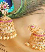 Gorgeous goldplated cz -ruby designer royal jhumkka dj01006