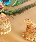 Royal Cz Ruby Emerald Designer Big Jhumkkas Dj01007