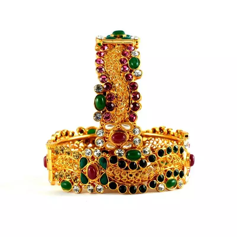 Micro Gold Platted Cz Stone,Polki With Skrew System Bangles