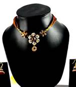 Rajasthani Lakh Necklase With Earing With Rhinestones Embedded