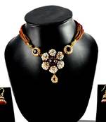 Rajasthani Lakh Necklase With Earing With Rhinestones Embedded
