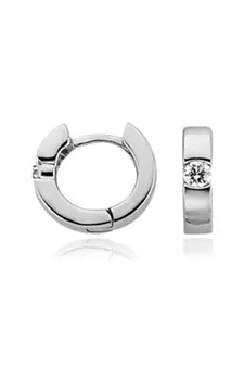 Sterling Silver Round Baly Shape Diamond Earring