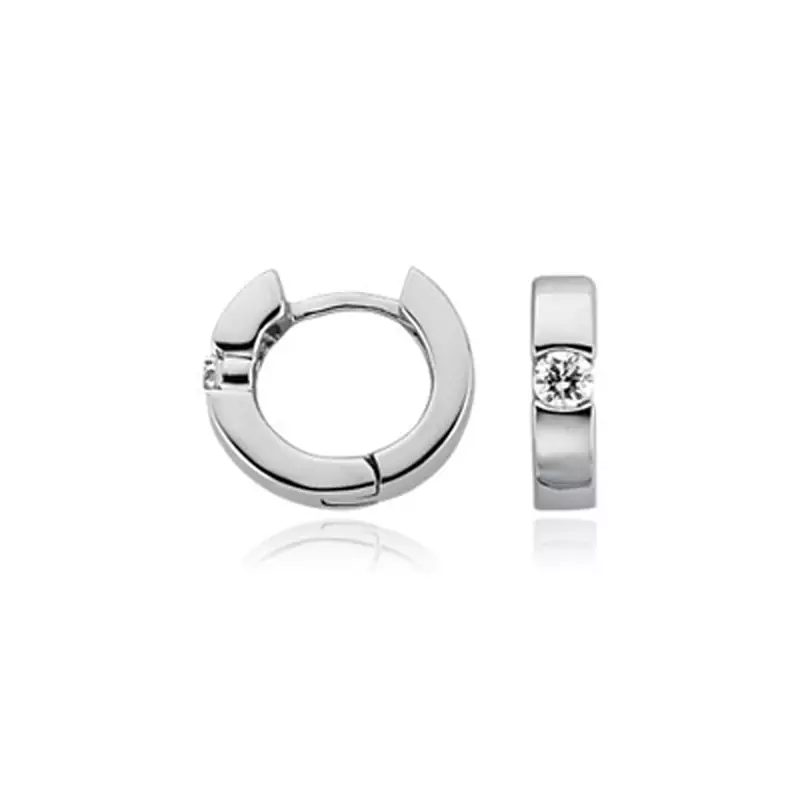 Sterling Silver Round Baly Shape Diamond Earring