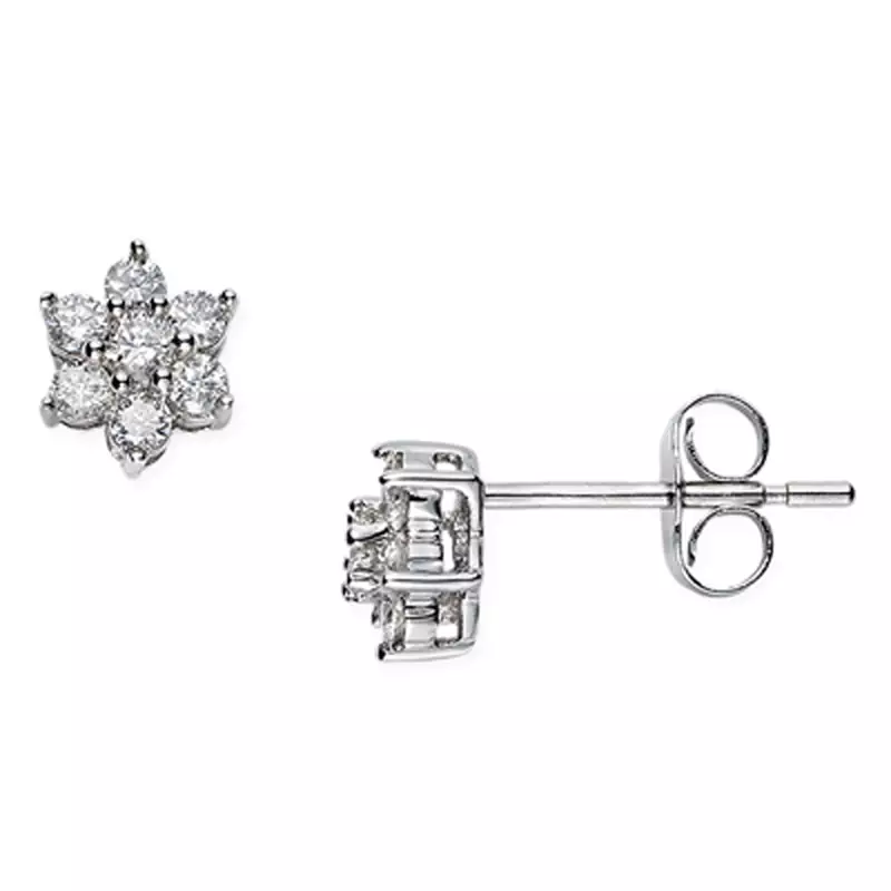 Sterling Silver Simple Flower Studed Shape Earring