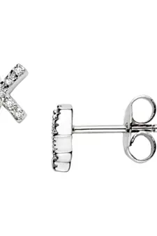 Sterling Silver Fancy X Shape Diamond Earring