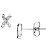 Sterling Silver Fancy X Shape Diamond Earring