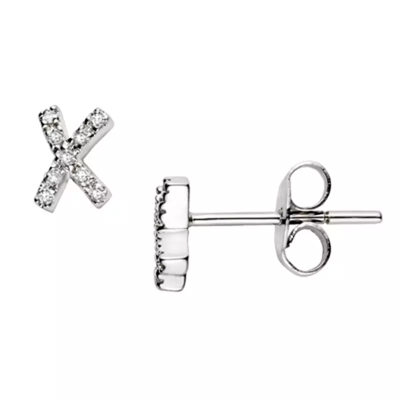 Sterling Silver Fancy X Shape Diamond Earring