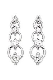 Sterling Silver Cool Eight Stone Simple Look Siamond Earring