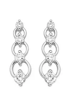 Sterling Silver Cool Eight Stone Simple Look Siamond Earring