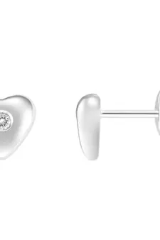 Sterling Silver Classic Simple Heart Shape Earring