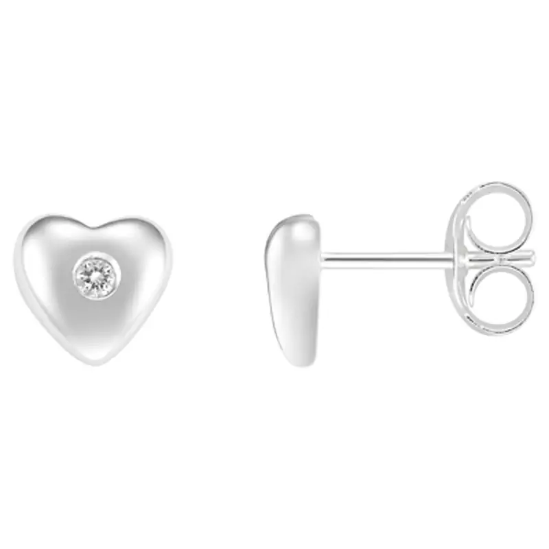 Sterling Silver Classic Simple Heart Shape Earring