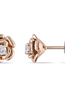Sterling Silver Beautiful Stunning Flower Shape Diamond Earring