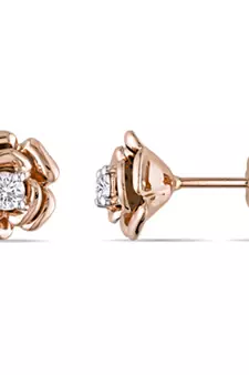 Sterling Silver Beautiful Stunning Flower Shape Diamond Earring