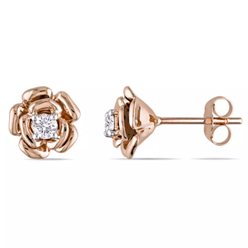 Sterling Silver Beautiful Stunning Flower Shape Diamond Earring