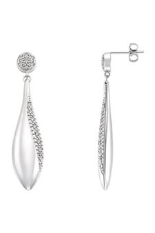 Sterling Silver Danglling Due Droop Shape Diamond Earring