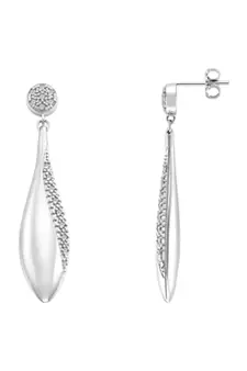 Sterling Silver Danglling Due Droop Shape Diamond Earring