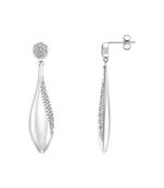Sterling Silver Danglling Due Droop Shape Diamond Earring
