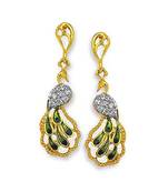 Sterling Silver Danglling Peacock Shape Diamond Earring