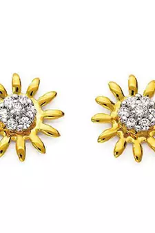 Sterling Silver Fresh Flower Look Diamond Earring
