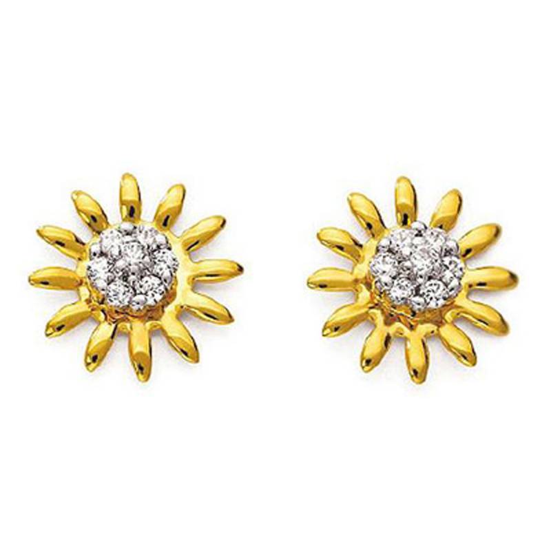 Sterling Silver Fresh Flower Look Diamond Earring
