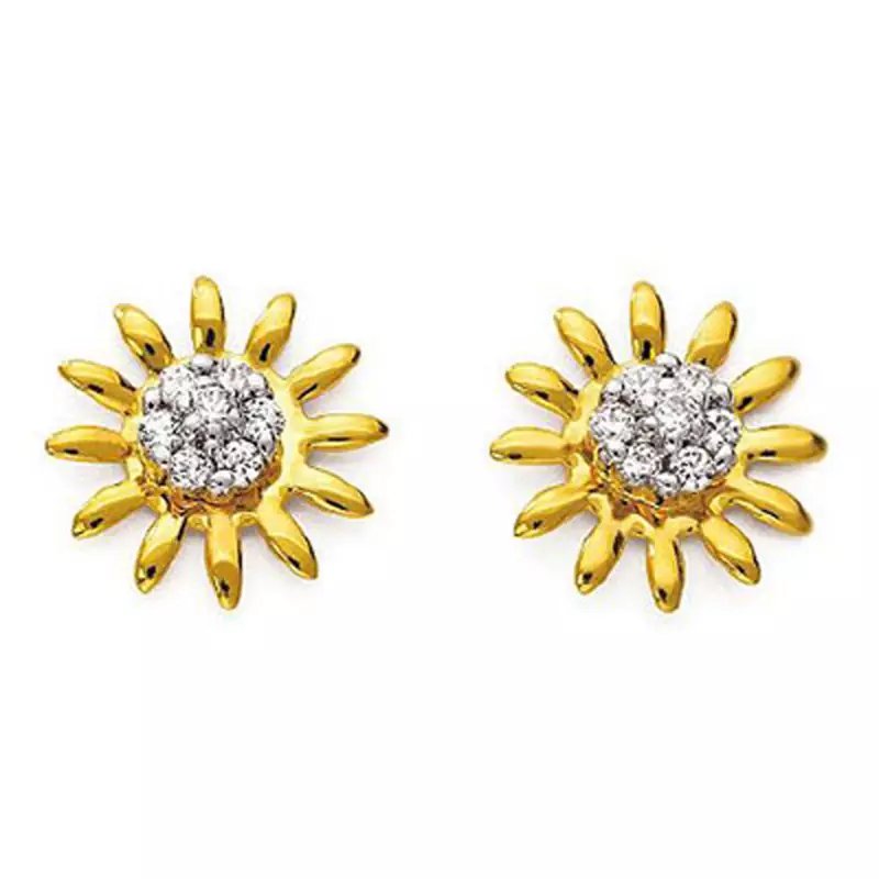 Sterling Silver Fresh Flower Look Diamond Earring
