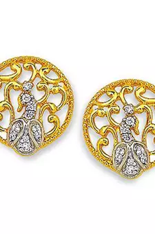 Sterling Silver Antic Crafted Pecacok Diamond Earring