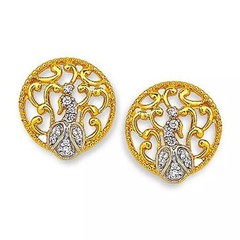Sterling Silver Antic Crafted Pecacok Diamond Earring