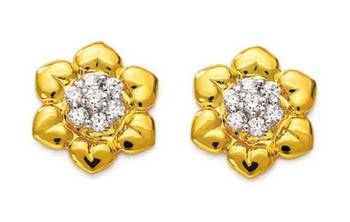 Sterling Silver Neautiful Flower Shape Diamond Earring 1