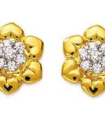 Sterling Silver Neautiful Flower Shape Diamond Earring