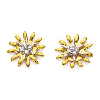 Sterling Silver Fancy Flower Shape Diamond Earring 1