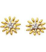 Sterling Silver Fancy Flower Shape Diamond Earring